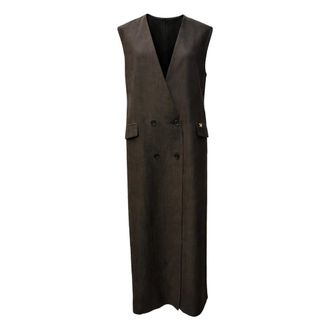 Souvenir Maxi Dresses, female, Black, Size: S Gilet lungo doppiopetto