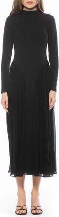 Alexia Admor ODETTE MOCKNECK MIDI DRESS in Black at Nordstrom, Size X-Large