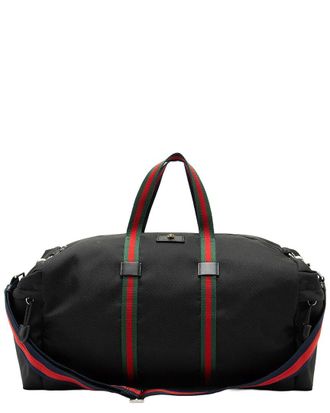 Gucci Black Leather Techno Web Animalier Duffle (Authentic Pre-Loved)