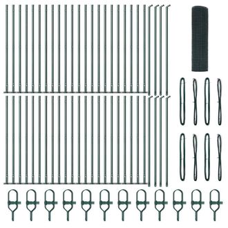 Berkfield Home Welded Wire Fence with 13 Flanged Posts Green 0.4x100 m Steel