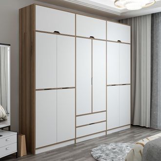 Dmora Armario Grande Fissiraga, Dormitorio 2 Cajones, Perchero, 4 Estantes, 277x253h Cm Blanco