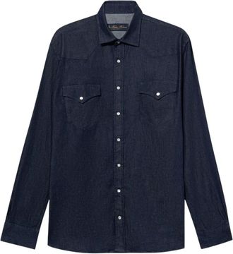 Brooks Brothers Slim Fit Denim Western Overhemd - Heren - Spijkeroverhemden - Blauw - S - Denim - Overhemden