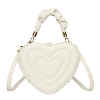 Generic Womens Heart Shape Shoulder Bag PU Large Capacity Tote, Cute Clutch Purse with Detachable Strap for Crossbody, Handbags for Shopping Work Daily Use (W