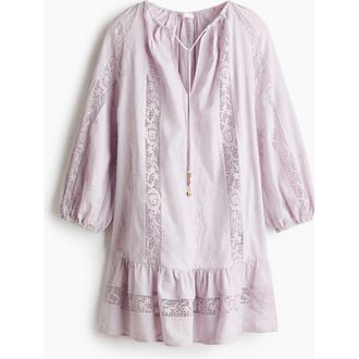 H&M Lace-inset Tunic Dress in Lilac at Nordstrom, Size X-Small