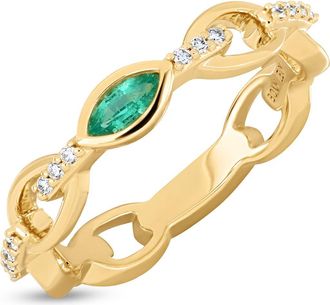 Bony Levy 18K Gold El Mar Gemstone & Diamond Stackable Ring in 18K Gold/diamond/emerald at Nordstrom, Size 6.5