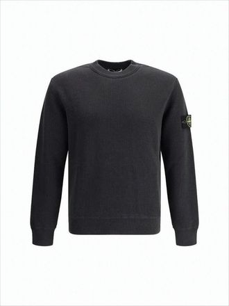 Stone Island Ribbed Knit Sweater With Classic Crew Neckline And Signature Patch