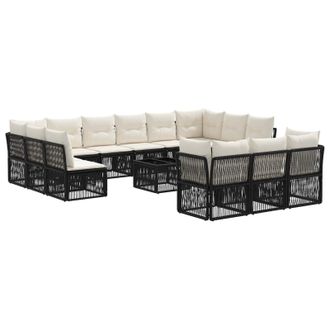 vidaXL Conjunto De Sof&aacute;s De Jard&iacute;n 14 Pcs Negro Rat&aacute;n Sint&eacute;tico Vidaxl