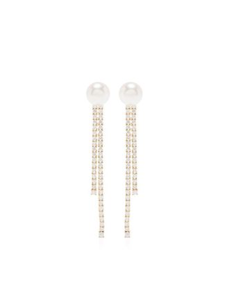 Mizuki Orecchini a cerchio in oro giallo 18kt con perle Akoya e diamanti