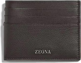 Ermenegildo Zegna Simple Card Case - Heren - Portefeuilles - Bruin - ONE Size - Leer - Accessoires