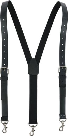 CTM Mens Coated Leather Buckle Strap Suspenders with Metal Swivel Hook Ends