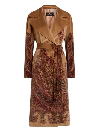 Etro paisley-print velvet coat - Brown