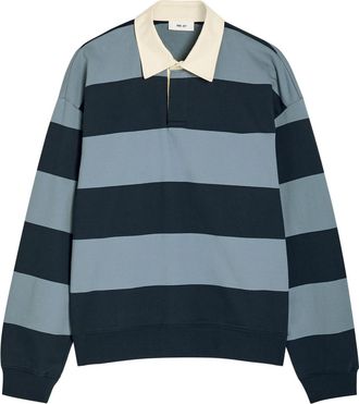 Nn.07 David Striped Cotton Polo Sweatshirt - Navy - L