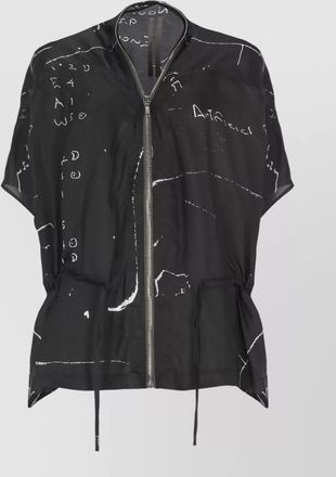 Rick Owens round neck graphic print drawstring hem jacket
