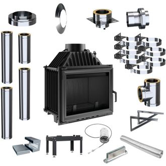 Kratki Kamineinsatz KRATKI Maja 8kW &Oslash;200 Gusseiseneinlass Externes Schornsteinset