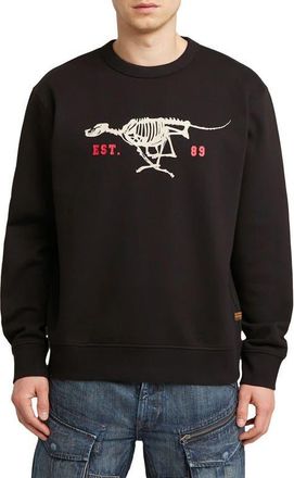 G-Star Running Dog Crewneck Sweatshirt in Dark Black at Nordstrom, Size Xx-Large