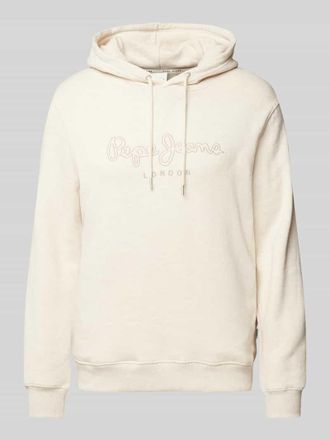Pepe Jeans London Hoodie mit Label-Stitching Modell New Nouvel in Offwhite, Gr&ouml;&szlig;e S
