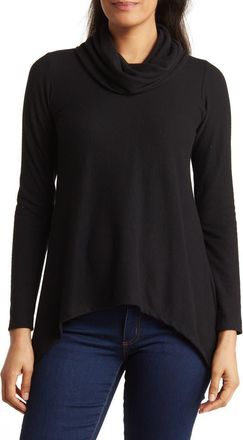 Go Couture Cowl Neck Asymmetric Top in Black Print 1 at Nordstrom Rack, Size X-Large