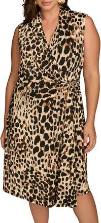 DKNY Sleeveless Midi Wrap Dress in Black Multi at Nordstrom, Size 14W