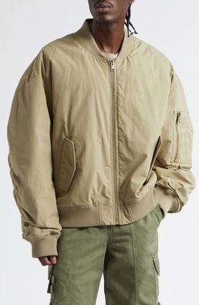 Balmain Embroidered Pocket Cotton Bomber Jacket in 7Gs Pale Green at Nordstrom, Size 36 Us
