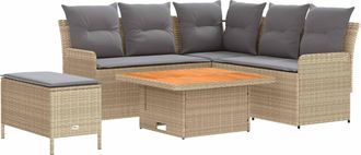 vidaXL Juegos De Muebles 5 Uds. Beige Y Gris Claro Rat&aacute;n Sint&eacute;tico Vidaxl