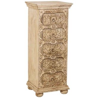 Wanderlust Deco Sinfonier de madera artesanal con 5 cajones beige 45x40x100h cm