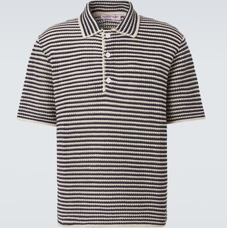 Orlebar Brown Lowry striped crochet cotton polo sweater