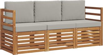 vidaXL Juegos De Sof&aacute;s 3 Uds. Gris Natural Y Claro Vidaxl