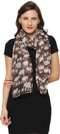 World of Shawls Ladies Womens Colorful Scarf with Elephant Print Wraps Shawl Soft Scarves Sarong (Big Elephant Brown)