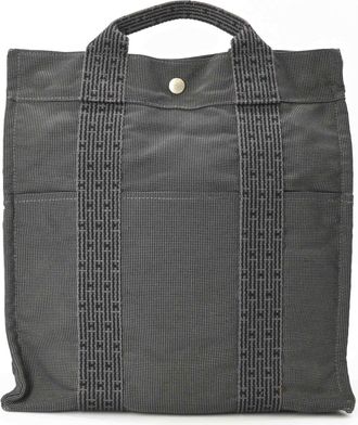 Herm&egrave;s Gray Nylon Canvas Backpack (Pre-Owned)