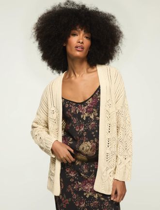 Lucky Brand Womens Mixed Stitch Cardigan Sweater