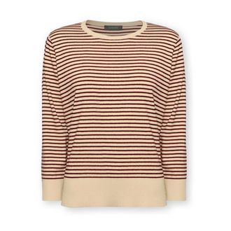 Elena Miro Truien & Vesten, Dames, Rood, XS, Polyester, Viscose Blend Gestreepte Trui