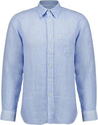 120% Lino Heren, Overhemden, Blauw, Maat: 4XL Linnen