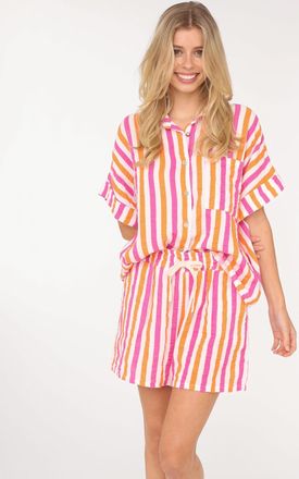 Zwillingsherz Hemdbluse »Streifen« Kurzarm, gestreift, Knopfleiste, Hose mit Gummizug