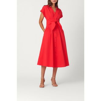 Shoshanna Cotton Poplin Beatrice Dress in Tomato at Nordstrom, Size 12