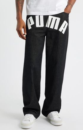 Puma x A$AP Rocky Relaxed Fit Logo Jeans in Puma Black/Denim at Nordstrom, Size 28