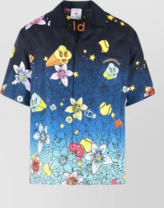 Casablanca collage icones silk camp collar shirt