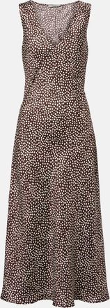 Asceno Provence polka-dot silk twill slip dress