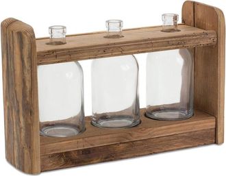 Melrose International Bottle Vases In Wood Stand