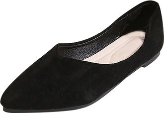 Generic o Shoes Womens Casual Womens Velvet Pointed Toe Ballet Slippers Chic in Colors | Comfortable Everyday Shoes (Black, 3.5)