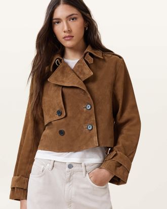 AllSaints Hendry Cropped Suede Trench Coat