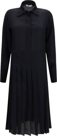 Fendi Black Shirt Collar Midi Dress