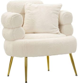 Mauro Ferretti Sill&oacute;n de metal dorado y tela blanca con coj&iacute;n cm 78x68x85