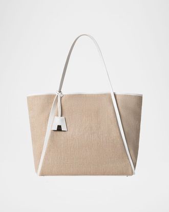 Akris Alex Raffia & Leather Tote Bag