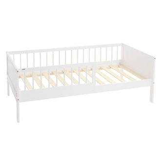 ML Design Cama infantil 80 x 160 cm color blanco con antica&iacute;da y somier