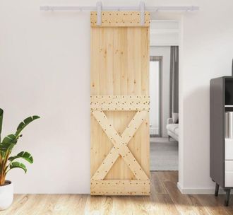 vidaXL Vidaxl - Puerta Corredera Con Herrajes Madera Maciza De Pino 70x210 Cm