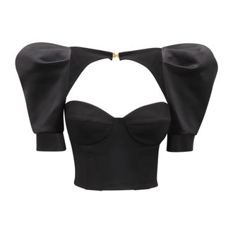 Elisabetta Franchi Blouses, female, Black, Size: S P4015 Top Bustier