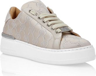 Philipp Plein Satin Lo Top Sneakers Monogram Strass
