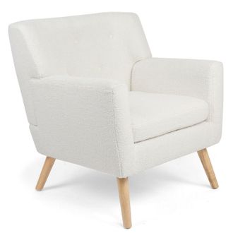 IDMarket Liv Poltrona Scandinava In Tessuto Bouclette Bianco