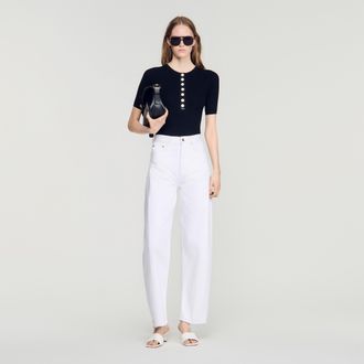 Sandro Pullover mit gerippter Knopfleiste