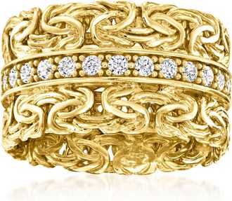 Ross-Simons CZ Byzantine Ring in 18kt Gold Over Sterling